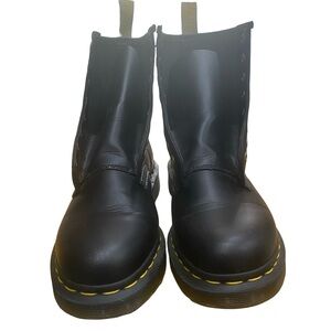 Dr.‎ Martens airwair Black Leather Boots with Yellow Accents size women 7